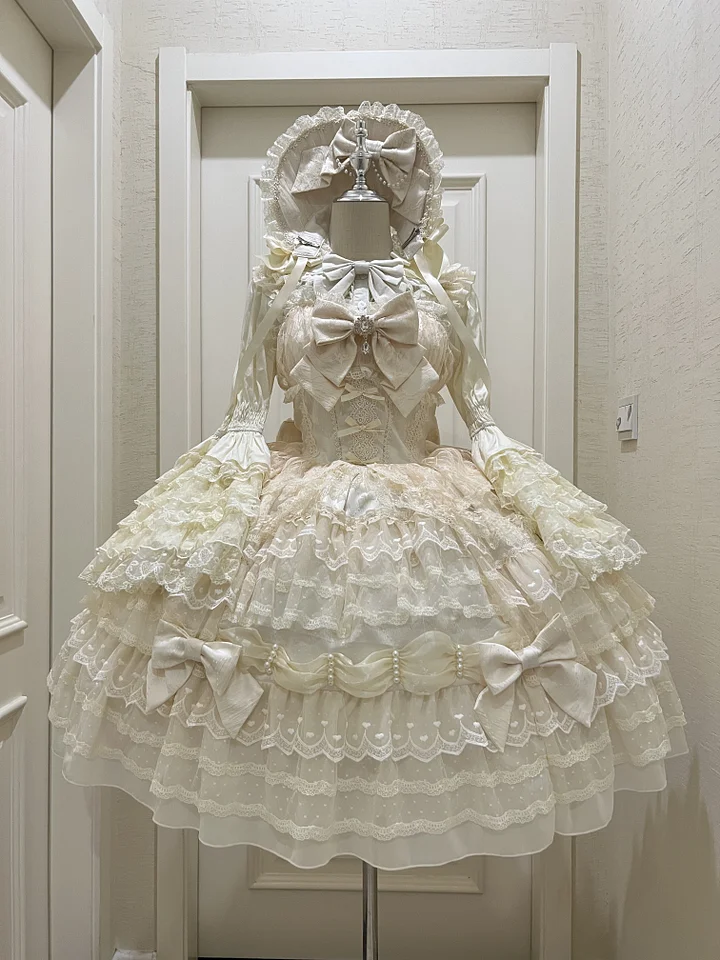Hime Lolita Tea Party FashionBlue Pink White Wedding Dress Multi-layer Sleeveless JSK Dress Lolita Autumn/winter