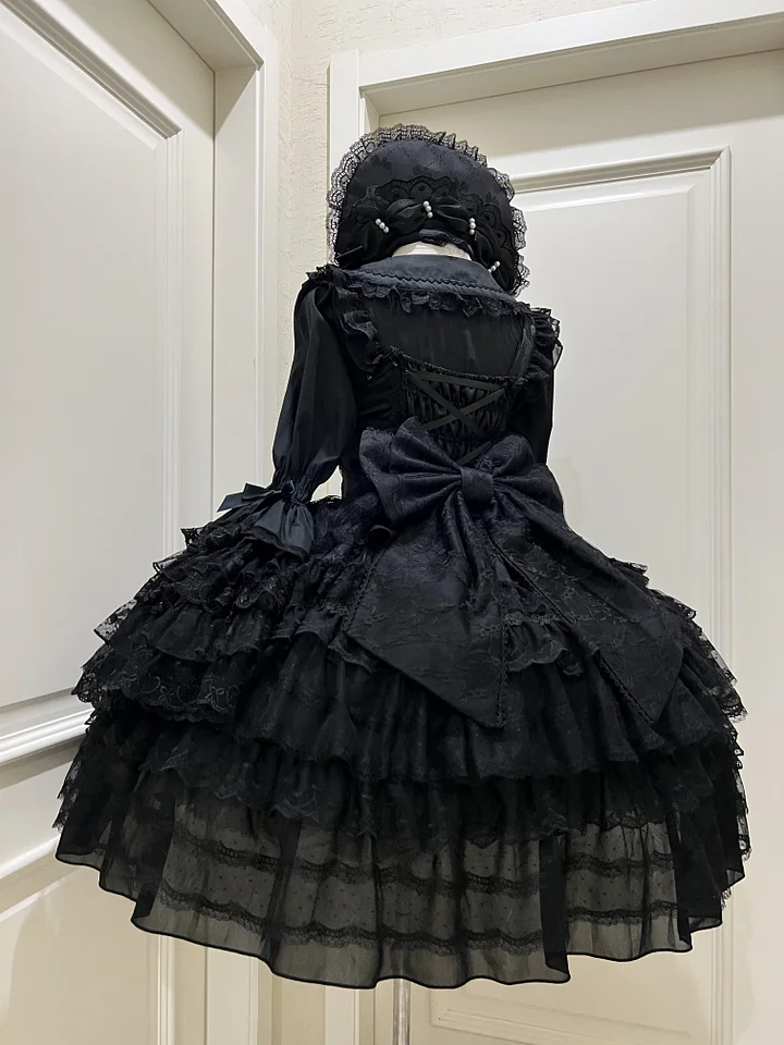 Hime Lolita Tea Party FashionBlue Pink White Wedding Dress Multi-layer Sleeveless JSK Dress Lolita Autumn/winter