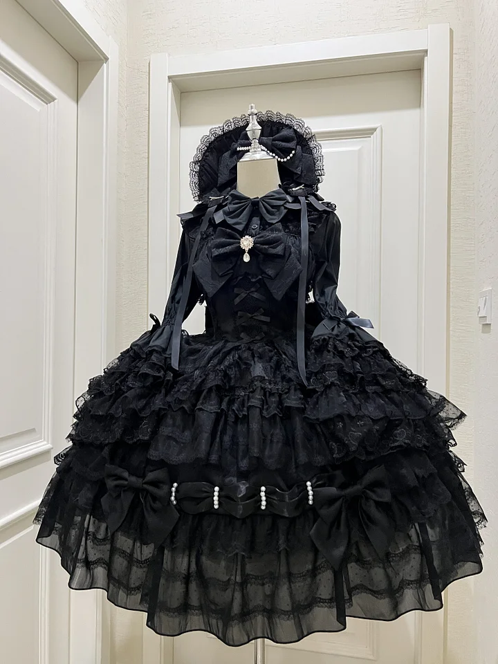 Hime Lolita Tea Party FashionBlue Pink White Wedding Dress Multi-layer Sleeveless JSK Dress Lolita Autumn/winter