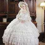 Hime Lolita Tea Party Fashion Flower White Gorgeous Girl Chiffon Jsk Dress Long Elegant High-end One Piece Dress