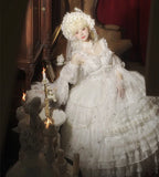 Hime Lolita Tea Party Fashion Flower White Gorgeous Girl Chiffon Jsk Dress Long Elegant High-end One Piece Dress