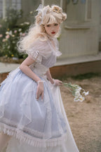 Hime LolitaTea Party Fashion Blue Long Dress Jacquard Ball Gown Prom Graduation Ceremony