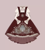 Vintage Red Velvet Lolita Dress Rabbit Gigot Sleeve Blouse Sweet Dress in Fall OP