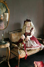 Vintage Red Velvet Lolita Dress Rabbit Gigot Sleeve Blouse Sweet Dress in Fall OP