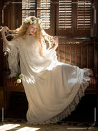 Lolita Fashion OP Dress - Ivory White Victorian Style Nightgown
