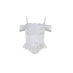 White Goth Dress Suit Women's Top Lace Fishtail Skirt Top Blouse