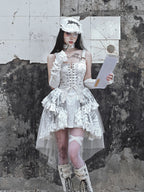 White Goth Lolita Fishtail Dress with Wasteland Distressed Details