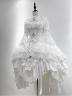 Goth Lolita Gothic Elegant White Dramatic Ruffled Lolita Gown Dress