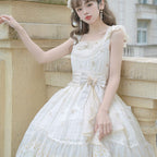 Hime Lolita White Lace Flower Wedding Summer Dress Daily Suspender Skirt