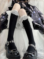 White Stockings Japanese Summer Thin Lace-Up Lace Under Knee Lolita Calf Socks Lolita Accessories
