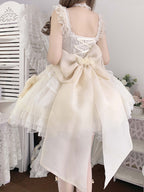 Hime Lolita Yellow Apricot Flower Beige Birthday Dress